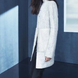 Elie Tahari Mixed Media Coat Jacket